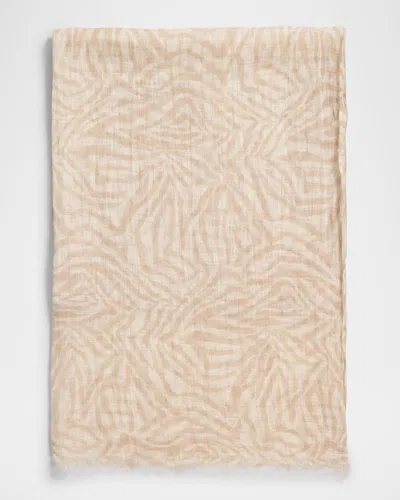Brunello Cucinelli Zebra-print Linen Scarf In Brown