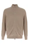 Brunello Cucinelli Collar Zip Cardigan Ribbed Texture In Neutral