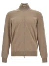 Brunello Cucinelli Zipper Cardigan High Collar In Brown