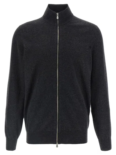 Brunello Cucinelli Zip Cardigan Sweaters And Cardigans Gray
