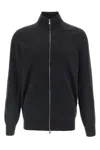 Brunello Cucinelli Cashmere High Neck Zip-up Cardigan In Blue