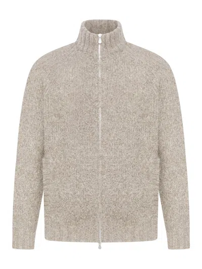 BRUNELLO CUCINELLI ZIP CARDIGAN IN MELANGE CASHMERE