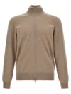 Brunello Cucinelli Zipper Cardigan High Collar In Brown