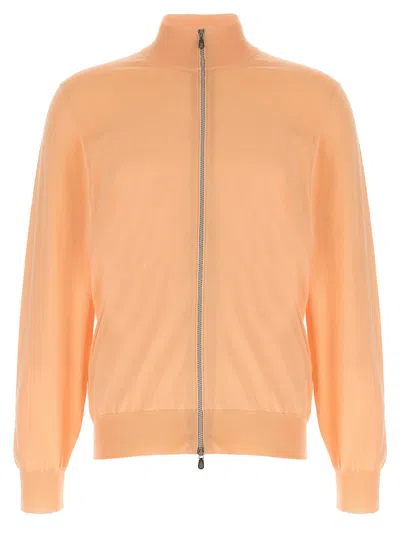 Brunello Cucinelli Zip Cardigan Sweaters And Cardigans Orange