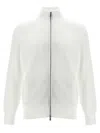 Brunello Cucinelli Collar High Zip Cardigan With Side Pockets In White