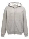 Brunello Cucinelli Zip Closure Cotton Blend Hoodie In Gray