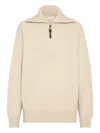 Brunello Cucinelli Cashmere English Rib Sweater In Neutral