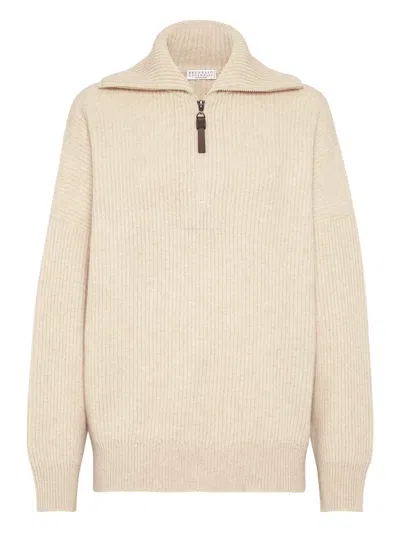 BRUNELLO CUCINELLI ZIP-COLLAR SWEATER