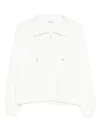 Brunello Cucinelli Cotton High Neck Sweater Drawstring Collar In White