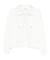 Brunello Cucinelli Cotton High Neck Sweater Drawstring Collar In White