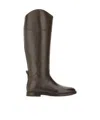 Brunello Cucinelli Brown Leather Boots With Shiny Detail In Gray