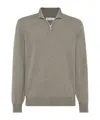 Brunello Cucinelli Zip-fastening Cashmere Polo Shirt In Gray