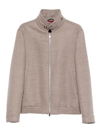 Brunello Cucinelli Zip-fastening High-neck Jacket In Neutral