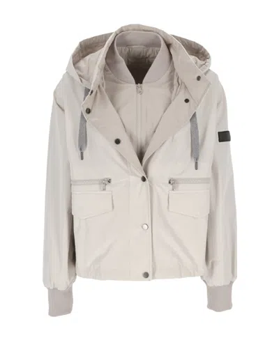Brunello Cucinelli Zip-fastening Hooded Jacket In Light Gray