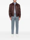 Brunello Cucinelli Zip-fastening Leather Jacket In Burgundy