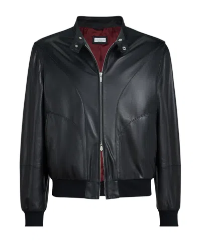 BRUNELLO CUCINELLI ZIP-FASTENING LEATHER JACKET