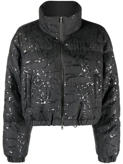 Brunello Cucinelli Zip-fastening Padded Jacket In Grey