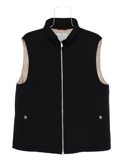 Brunello Cucinelli Zip-fastening Sleeveless Vest In Black
