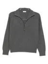 Brunello Cucinelli Zip-fastening Sweater In Gray