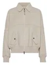 Brunello Cucinelli Zip-front Bomber Jacket In Nude