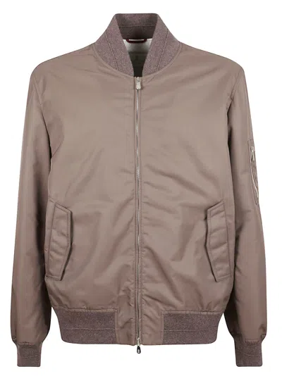 Brunello Cucinelli Zip-front Bomber Jacket In Brown