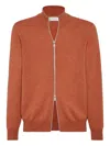 Brunello Cucinelli Zip-front Cardigan In Brown