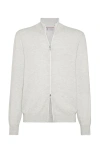 Brunello Cucinelli Zip-front Cardigan In Fog