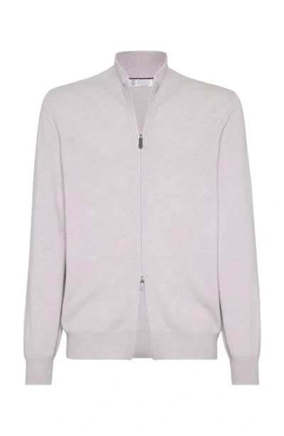 Brunello Cucinelli Zip-front Cardigan In Lavender