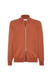 Brunello Cucinelli Zip-front Cardigan In Orange