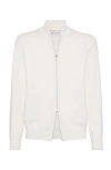 Brunello Cucinelli Funnel-neck Cashmere Cardigan In Panama