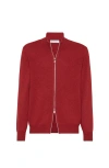 Brunello Cucinelli Zip-front High-neck Cardigan In Red