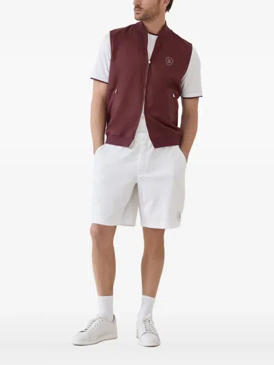 Brunello Cucinelli Zip-front Logo Vest In Burgundy