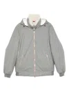 Brunello Cucinelli Men Membranated Wool Flannel Down Jacket With Shearling-lined Collar In Gray