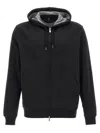Brunello Cucinelli Black Zip Hoodie With Cashmere In Blue
