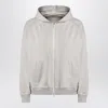 Brunello Cucinelli Cotton Zip Hoodie With Hood And Pockets In Gray
