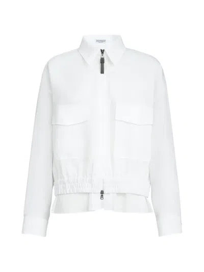 Brunello Cucinelli Cotton Outerwear Jacket In White