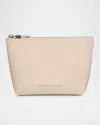 Brunello Cucinelli Zip Lamb Leather Makeup Bag In Ivory