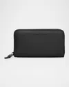 Brunello Cucinelli Zip Leather Continental Wallet In Black
