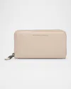 Brunello Cucinelli Zip Leather Continental Wallet In Ivory