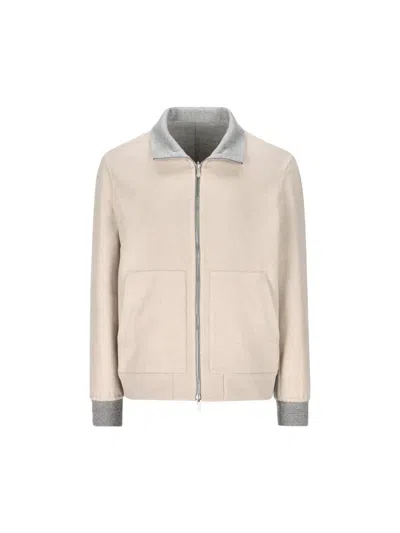 Brunello Cucinelli Zip In Sand/pearl+light Gray