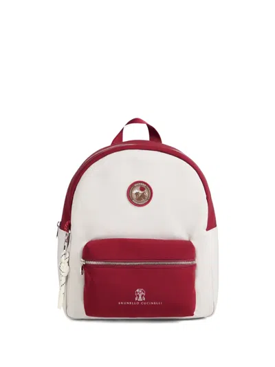 Brunello Cucinelli Kids' Zip Pocket Backpack In Neutral
