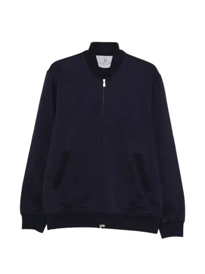 Brunello Cucinelli Zip Pockets Knitwear In Blue