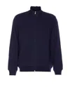 Brunello Cucinelli Zip-up Blue Sweatshirt With High Collar And Relaxed Fit In Blue