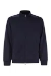Brunello Cucinelli Zip-up Blue Sweatshirt With High Collar And Relaxed Fit In Blue