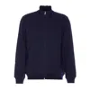 Brunello Cucinelli Zip-up Blue Sweatshirt With High Collar And Relaxed Fit In Blue