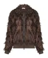 Brunello Cucinelli Feather-trimmed Bomber Jacket In Brown