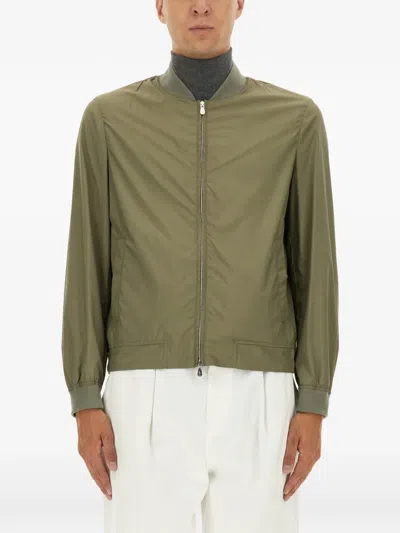 Brunello Cucinelli Bomber With Zip In Green
