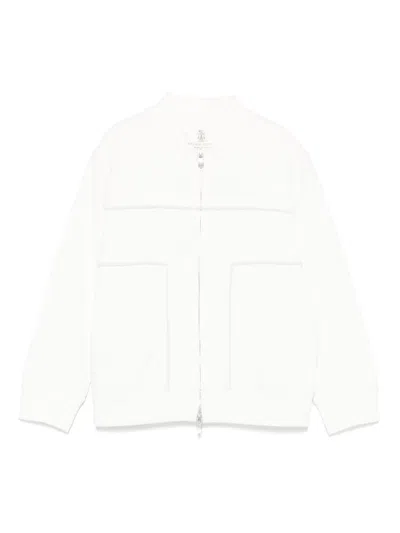 Brunello Cucinelli Kids' Zip-up Bomber Jacket In White