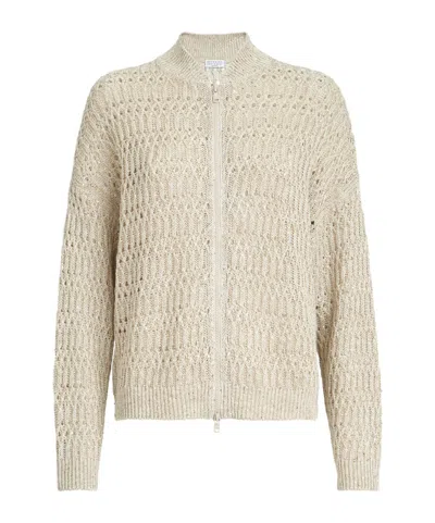 Brunello Cucinelli Zip-up Cardigan In Brown