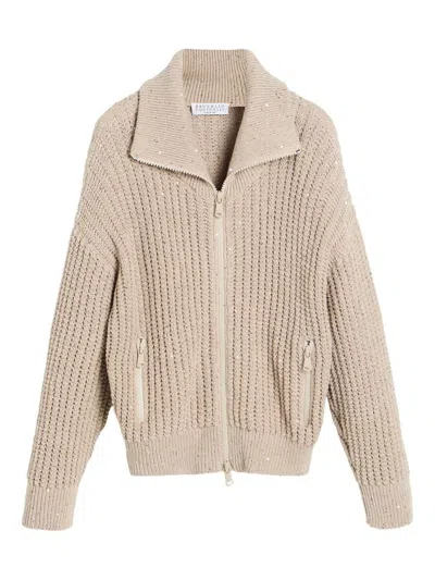 Brunello Cucinelli Kids' Zip-up Cardigan In Neutrals